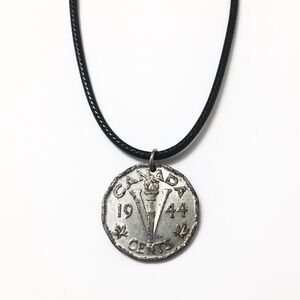 Vintage 1944 WWII “Victory” Coin Necklace—Canadian 5-Cent “V” Nickel